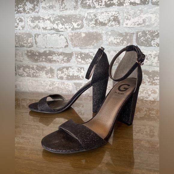 Like New G by Guess Black Sparkly Block Heels - Picture 1 of 7
